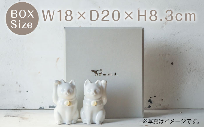 【瀬戸焼】＜招き猫＞Jeramic 2体セット ムーンストーン6月 【m.m.d.】 / インテリア ネコ 風水 誕生石 [BBAC013]