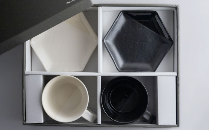 【瀬戸焼】 マグカップ&取皿 モノクロームライン 2セット / 瀬戸市 / 【ｍ．ｍ．ｄ．】 / マグカップ 取り皿 食器 セット [BBAC016]