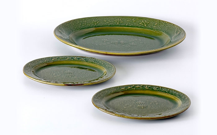 【瀬戸焼】 陽刻 オーバル 3セット　/ 瀬戸市 / 【SUIYO】 / 食器 電子レンジ対応 皿 小皿 セット ギフト [BBAF015]