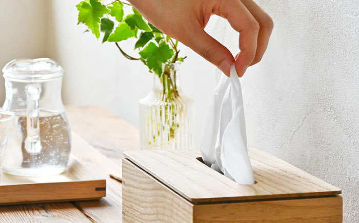 ティッシュケース クリ(栗)  ソフトパック専用 1点 / 無垢材 シンプル インテリア / 瀬戸市 / トリックフォアトリート [BBAQ004]