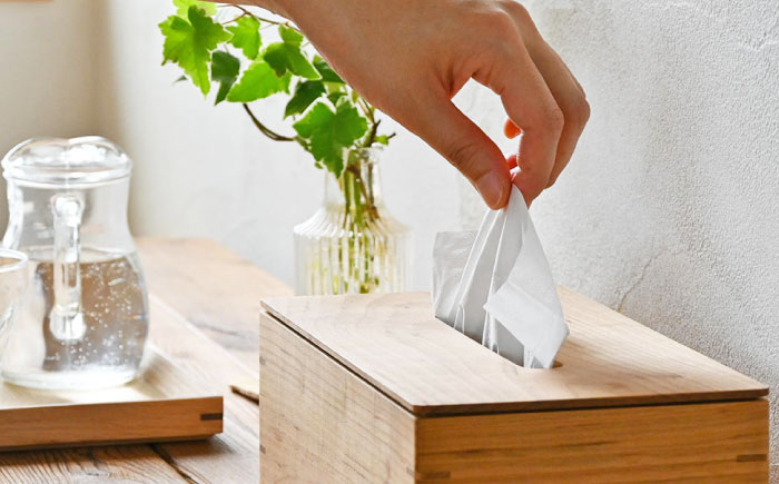 ティッシュケース ヤマザクラ(山桜) 1点 / 無垢材 シンプル インテリア / 瀬戸市 / トリックフォアトリート [BBAQ005]