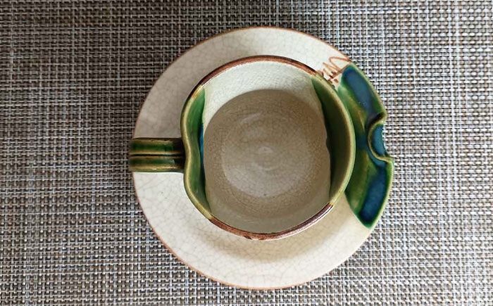 【瀬戸焼】織部アメリカン碗皿 【愛窯工芸社】 / カップ ソーサー ティーカップ 茶器 食器 和食器 / 瀬戸市 [BBAW007]