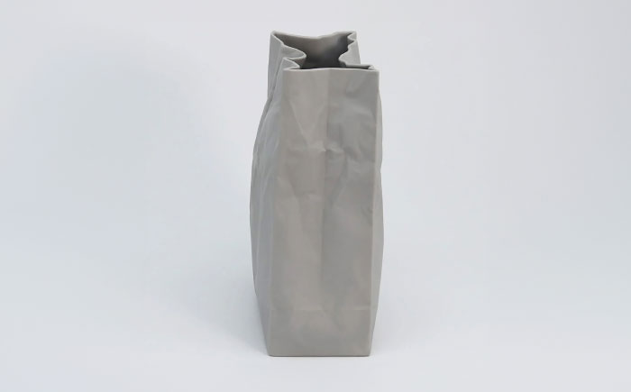 【瀬戸焼】ニュークリンクルスーパーバッグ#1 花器 グレー 【セラミック・ジャパン】 / 花瓶 インテリア ギフト プレゼント / 瀬戸市 [BBBC015]