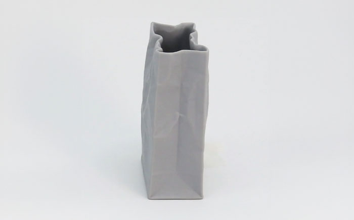 【瀬戸焼】ニュークリンクルスーパーバッグ#4 花器 グレー 【セラミック・ジャパン】 / 花瓶 インテリア ギフト プレゼント / 瀬戸市 [BBBC018]