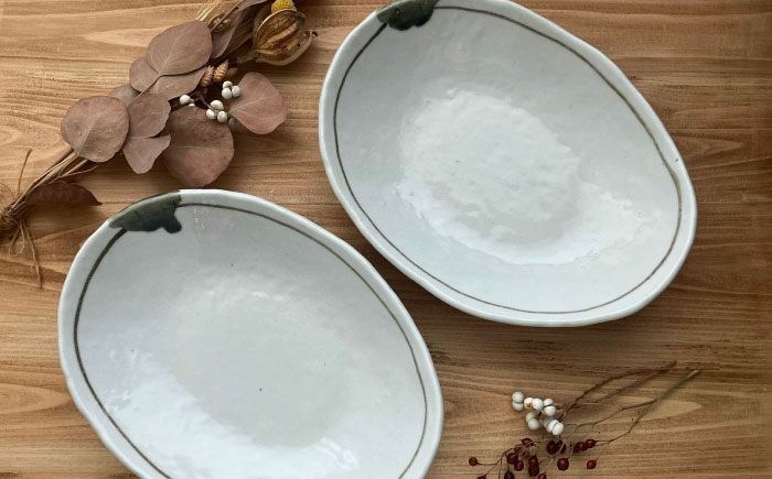 【瀬戸焼】 志野 オーバルボウル ペアセット 【株式会社まるたか水野コーポレーション】 / 食器 楕円 カレー皿 / 瀬戸市 [BBBF025]