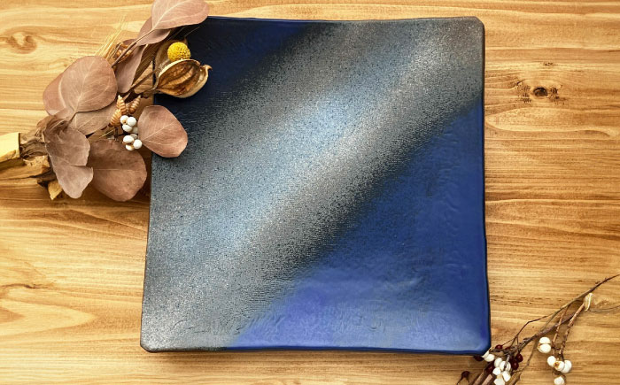 【瀬戸焼】 海壁の正角大皿 26cm (kaiheki) 【株式会社まるたか水野コーポレーション】 / 食器 プレート 角皿 / 瀬戸市 [BBBF026]