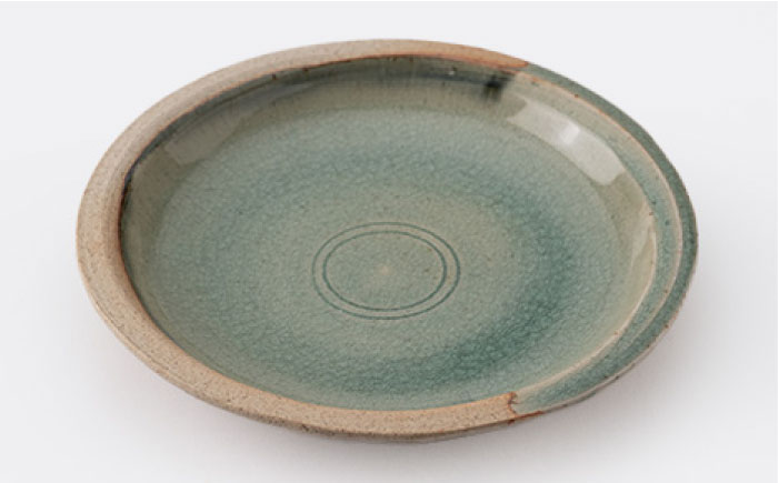 【瀬戸焼】　灰釉25cm カレー皿 ペア (灰釉丸紋・伊賀灰釉)【山長陶苑】 / 焼き物 カレー パスタ 平皿 皿 [BBBH015]