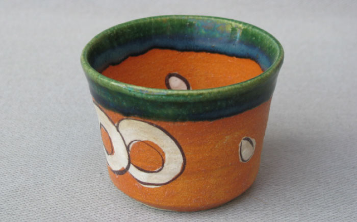 【瀬戸焼】手造り 鳴海織部丸紋呑み【山長陶苑】 / 焼き物 やきもの 湯呑 湯飲み [BBBH020]