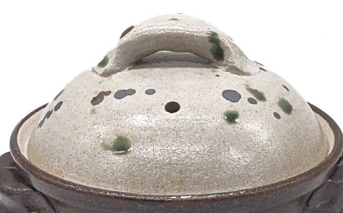 【瀬戸焼】手造り 弥七田織部6号土鍋【山長陶苑】 / 焼き物 やきもの 手作り 土鍋 鍋 ６号 [BBBH021]