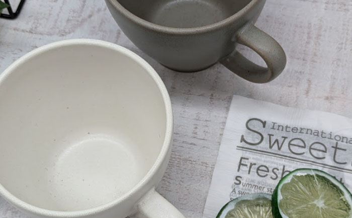 【瀬戸焼】窯変マットスープカップ2色セット(グレー・白) 【山長陶苑】 / 瀬戸焼 スープカップ セット ペア 贈り物 [BBBH033]