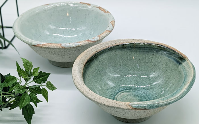 【瀬戸焼】灰釉6.0ボウルペア(灰釉丸紋・伊賀灰釉) 【山長陶苑】 / 瀬戸焼 サラダボウル 麺鉢 ペア 贈り物 [BBBH034]