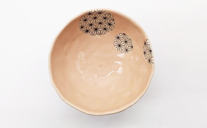 【瀬戸焼】 麻ノ葉飯碗 ピンク 1点  【山長陶苑】 / 瀬戸焼 茶碗 飯碗 [BBBH036]