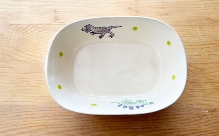 【瀬戸焼】子供用食器5点セット（恐竜）贈答品対応【窯元SOUSEN】/食育 子育て ギフト [BBCQ007]