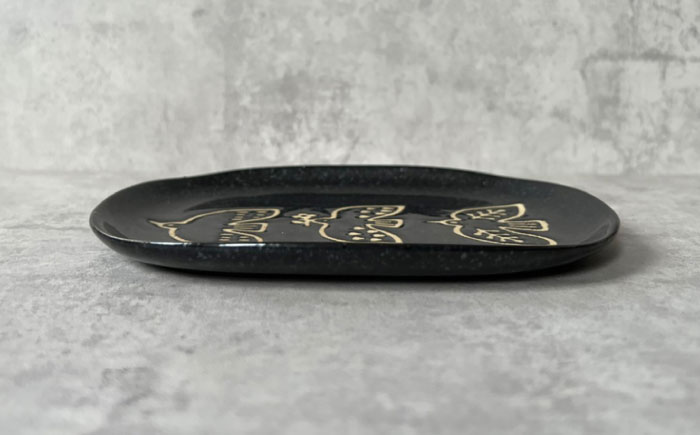 【瀬戸焼】 TORI to HA 中皿 2枚 (黒結晶) 【カネ三商店】 / 食器 皿 プレート ギフト / 瀬戸市 [BBDD054]