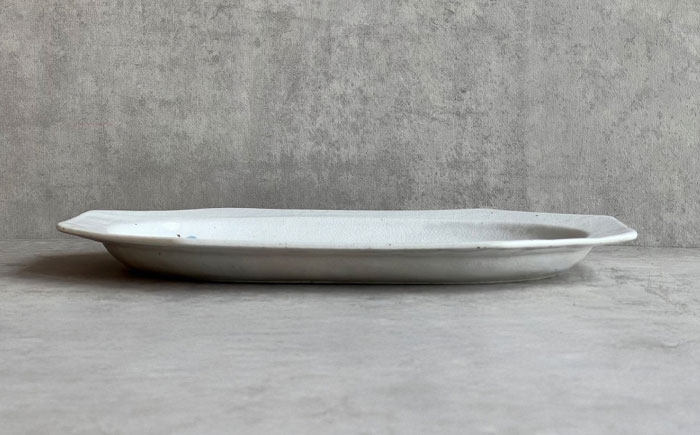 【瀬戸焼】 26.5cm プレート 八角大皿 粉引りんご 2枚 【カネ三商店】 / 食器 皿 プレート ギフト / 瀬戸市 [BBDD092]