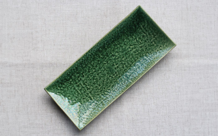 【瀬戸焼】 「舞陶館」　織部 長角皿２枚セット【松本陶器株式会社】 / 皿 食器 角皿 / 瀬戸市 [BBDX010]