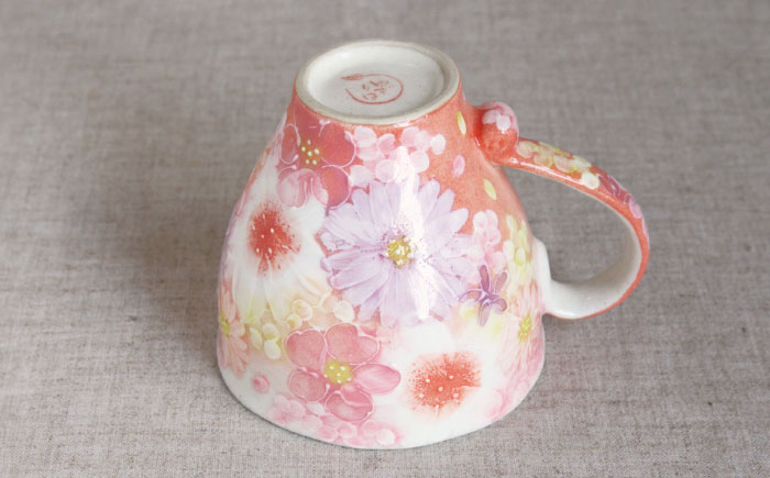 【瀬戸焼】「工房 ゆずりは」 紅彩花雅 マグカップ 1個 【松本陶器株式会社】 / マグ 食器 コーヒーカップ ティーカップ / 瀬戸市 [BBDX017]