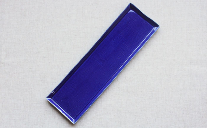 【瀬戸焼】 「舞陶館」 ルリ釉 サンマ皿 2枚セット 【松本陶器株式会社】 / 皿 食器 角皿 プレート / 瀬戸市 [BBDX026]
