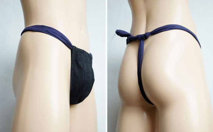 黒猫ふんどし 黒 2種セット Mサイズ（男性用） / 三河木綿生地 衣類 肌着 下着 ふんどし / 瀬戸市 / 幼老ふんどし工房 [BBEB003]