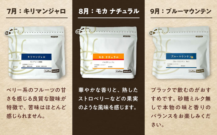 【全12回定期便】世界を旅するコーヒー(粉) / 珈琲 コーヒー / 瀬戸市 / Ｃｏｆｆｅｅ　ＳＡＫＵＲＡ [BBAB151] 粉