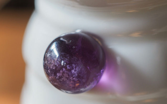 【瀬戸焼】＜招き猫＞Jeramic 2体セット アメジスト2月 【m.m.d.】 / インテリア ネコ 風水 誕生石 [BBAC002]