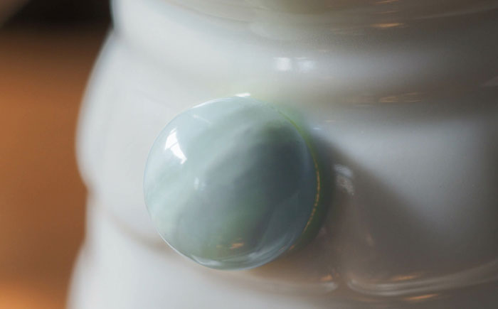 【瀬戸焼】＜招き猫＞Jeramic 2体セット ミルキーアクアマリン3月 【m.m.d.】 / インテリア ネコ 風水 誕生石 [BBAC012]