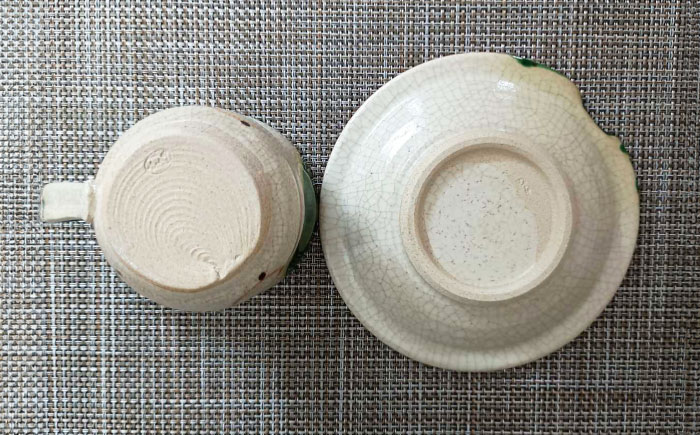 【瀬戸焼】織部アメリカン碗皿 【愛窯工芸社】 / カップ ソーサー ティーカップ 茶器 食器 和食器 / 瀬戸市 [BBAW007]