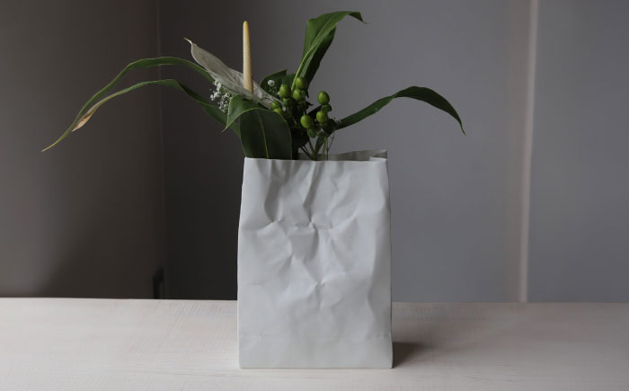 【瀬戸焼】クリンクルスーパーバッグ#2 花器 【セラミック・ジャパン】 / 花器  ギフト プレゼント / 瀬戸市 [BBBC014]