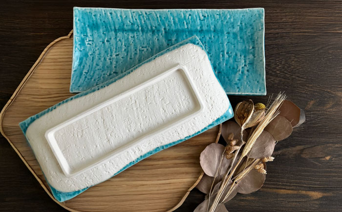 【瀬戸焼】あざやか貫入 さんま皿ペアセット（トルコブルー）【まるたか水野コーポレーション】 / 食器 皿 取り皿 陶器 [BBBF007]