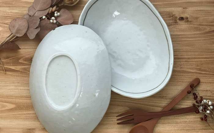 【瀬戸焼】 志野 オーバルボウル ペアセット 【株式会社まるたか水野コーポレーション】 / 食器 楕円 カレー皿 / 瀬戸市 [BBBF025]