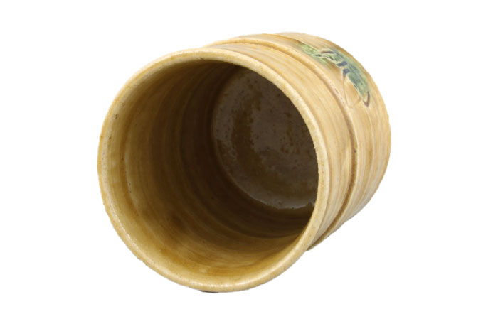 【瀬戸焼】手造り 黄瀬戸草紋長湯呑【山長陶苑】 / 焼き物 やきもの 湯呑 [BBBH018]