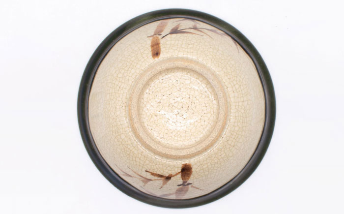 【瀬戸焼】織部竹絵飯碗 【山長陶苑】 / 碗 茶碗 ご飯茶碗 食器 和食器 / 瀬戸市 [BBBH051]