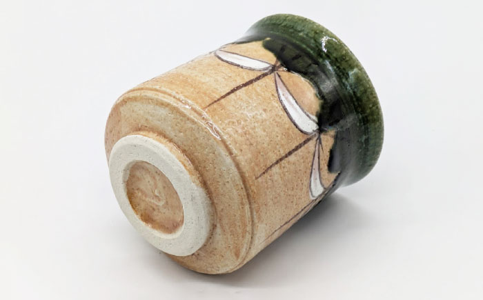 【瀬戸焼】赤織部鼓型湯呑 【山長陶苑】 / 湯呑 湯呑み 食器 和食器 / 瀬戸市 [BBBH053]