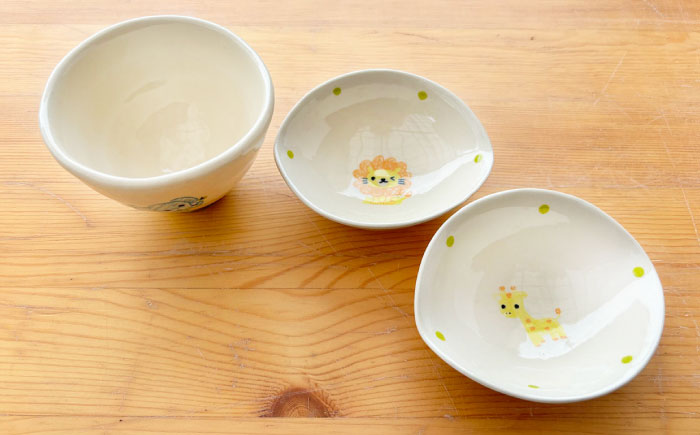【瀬戸焼】子供用食器5点セット（動物）贈答品対応【窯元SOUSEN】/食育 子育て ギフト [BBCQ010]