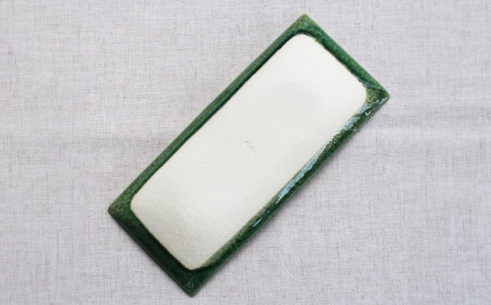 【瀬戸焼】 「舞陶館」　織部 長角皿２枚セット【松本陶器株式会社】 / 皿 食器 角皿 / 瀬戸市 [BBDX010]