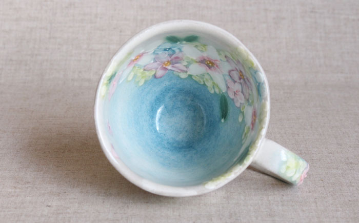 【瀬戸焼】「工房 ゆずりは」 薄紅花景色 マグカップ 1個 【松本陶器株式会社】 / マグ 食器 コーヒーカップ ティーカップ / 瀬戸市 [BBDX016]