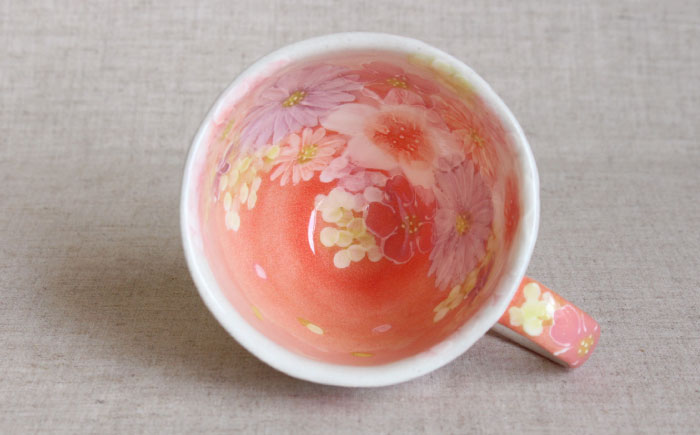 【瀬戸焼】「工房 ゆずりは」 紅彩花雅 マグカップ 1個 【松本陶器株式会社】 / マグ 食器 コーヒーカップ ティーカップ / 瀬戸市 [BBDX017]