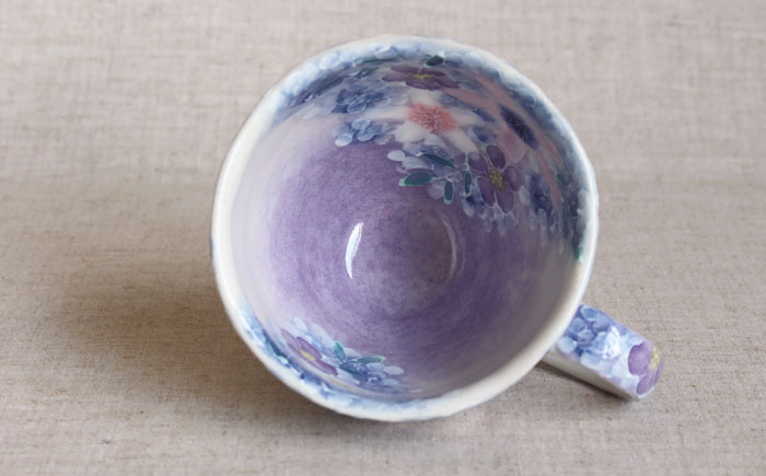 【瀬戸焼】「工房 ゆずりは」 彩紫小花 マグカップ 1個 【松本陶器株式会社】 / マグ 食器 コーヒーカップ ティーカップ / 瀬戸市 [BBDX018]