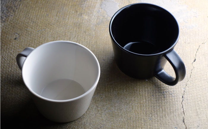 【瀬戸焼】 マグカップ&取皿 モノクロームライン 2セット / 瀬戸市 / 【ｍ．ｍ．ｄ．】 / マグカップ 取り皿 食器 セット [BBAC016]