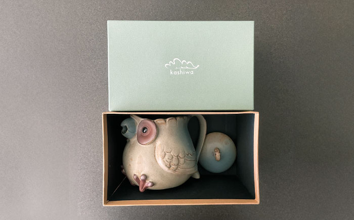 【瀬戸焼】動物のポット 青フクロウ【かしわ窯】 / 瀬戸焼 ギフト ポット ティーポット 急須 茶器 [BBAJ010]