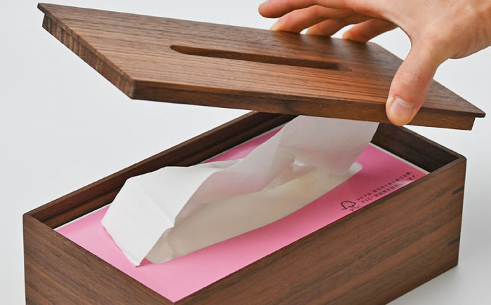 ティッシュケース ウォルナット 1点 / 無垢材 シンプル インテリア / 瀬戸市 / トリックフォアトリート [BBAQ001]