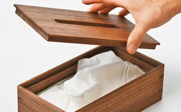 ティッシュケース ウォルナット ソフトパック専用 1点 / 無垢材 シンプル インテリア / 瀬戸市 / トリックフォアトリート [BBAQ002]