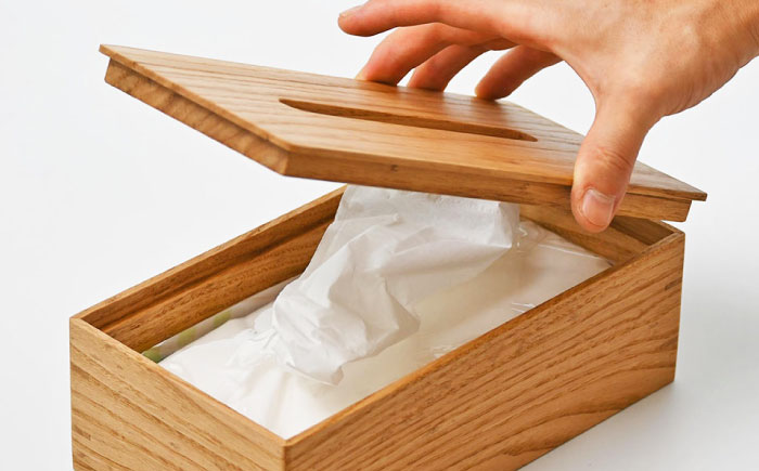 ティッシュケース クリ(栗)  ソフトパック専用 1点 / 無垢材 シンプル インテリア / 瀬戸市 / トリックフォアトリート [BBAQ004]