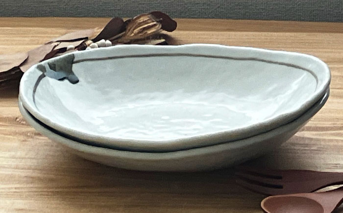 【瀬戸焼】 志野 オーバルボウル ペアセット 【株式会社まるたか水野コーポレーション】 / 食器 楕円 カレー皿 / 瀬戸市 [BBBF025]