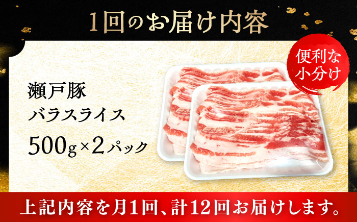 【12回定期便】瀬戸豚 バラスライス 1kg / 豚肉 小分け バラ スライス / 瀬戸市 / 関屋精肉店 [BBBQ173]