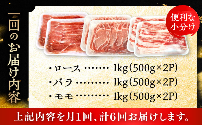 【全6回定期便】瀬戸豚 しゃぶしゃぶセット 計3kg / 豚肉 小分け しゃぶしゃぶ セット / 瀬戸市 / 関屋精肉店 [BBBQ211]
