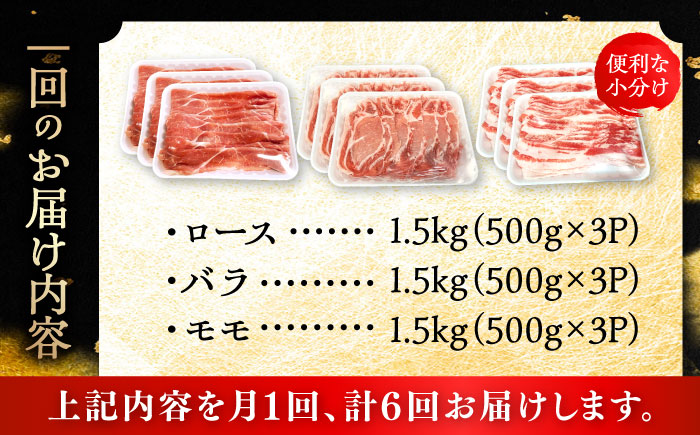 【全6回定期便】瀬戸豚 しゃぶしゃぶセット 計4.5kg / 豚肉 小分け しゃぶしゃぶ セット / 瀬戸市 / 関屋精肉店 [BBBQ214]