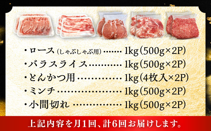 【全6回定期便】瀬戸豚 生活応援セット 計5kg / 豚肉 小分け しゃぶしゃぶ セット / 瀬戸市 / 関屋精肉店 [BBBQ217]