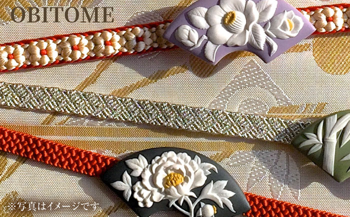 ＜帯留＞ 椿 海松色 /着物 小物 ギフト 贈り物 / 瀬戸市 / 陶華 [BBCD012]