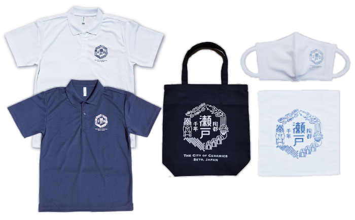 いいもんせともんグッズ4種(ポロシャツM2枚・トートバッグ・ハンドタオル・マスク) / ご当地 ポロシャツ トートバッグ ハンドタオル マスク 服 Tシャツ 地元 ロゴ グッズ トート バッグ /瀬戸市/アイパック [BBCM005]